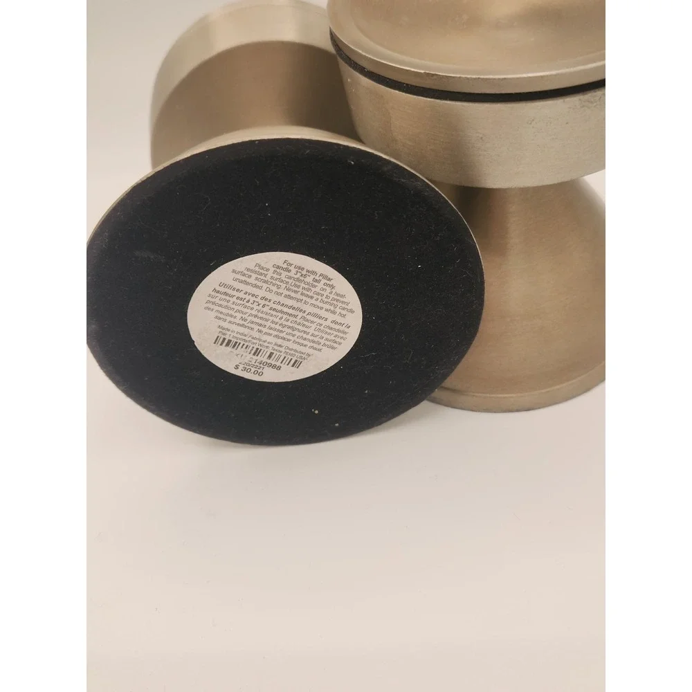 Pier One Set Of 2 Candle Holders Metal Brushed‎ Metallic Minimalist